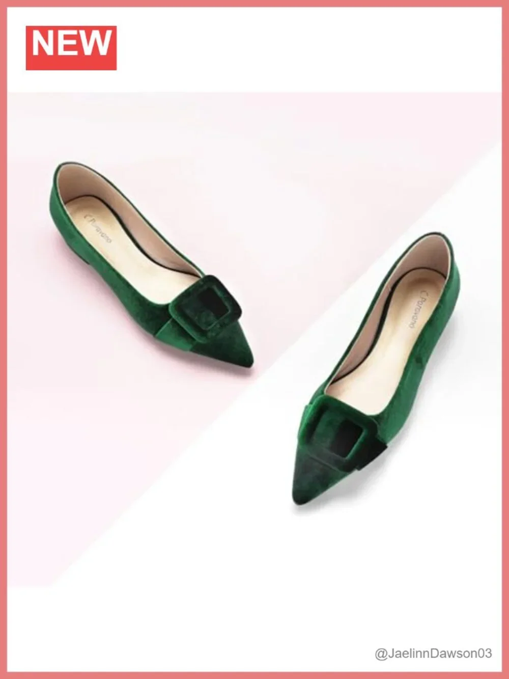 C.Paravano Velvet Pointed Toe Flats, Lambskin Leather Lining, Memory Padded